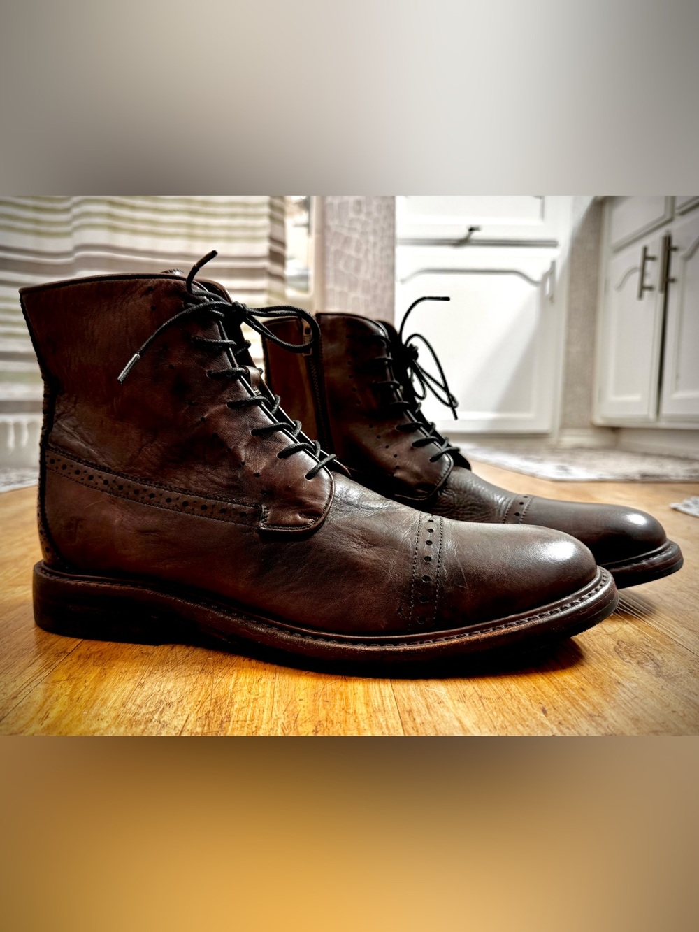 Frye Murray Leather Lace-Up Boots Brown Men’s Size 10.5 - Rare and discontinued - Picture 2 of 13
